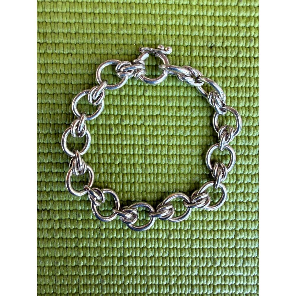 Vintage Peru 950 Sterling Silver Heavy Chain Link Bracelet 7" 25g - Picture 2 of 13